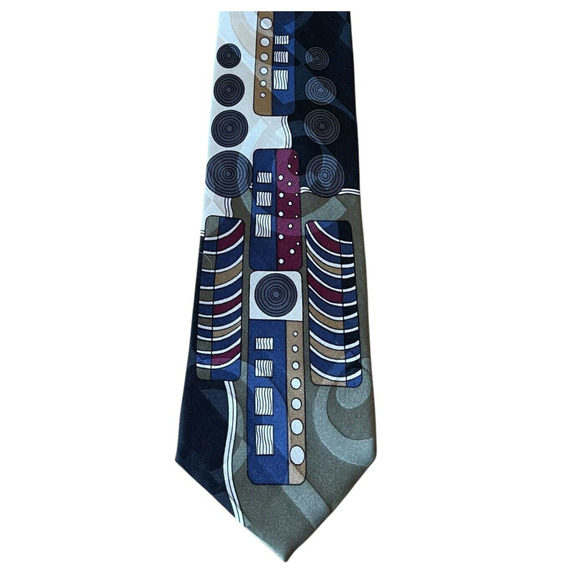 Screenplay by Martin Wong Silk Dress Tie Made in USA Abstract Print 58" 3.75" - Picture 1 of 6